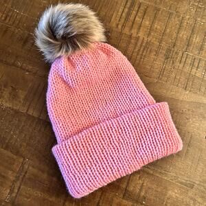 Pink Beanie Handmade coquette Crochet Knit Pink Adult size